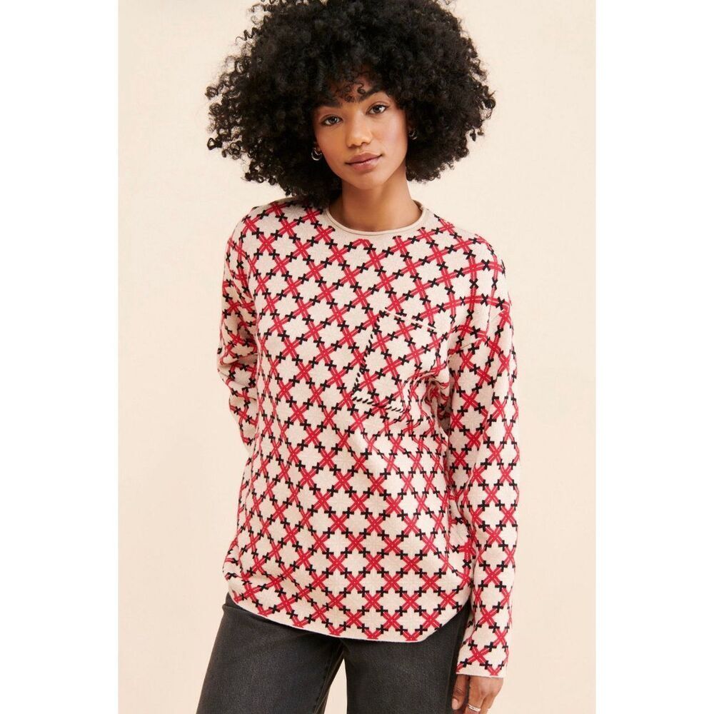 Free People M Saemdi Abstract Knit Pullover Sweater